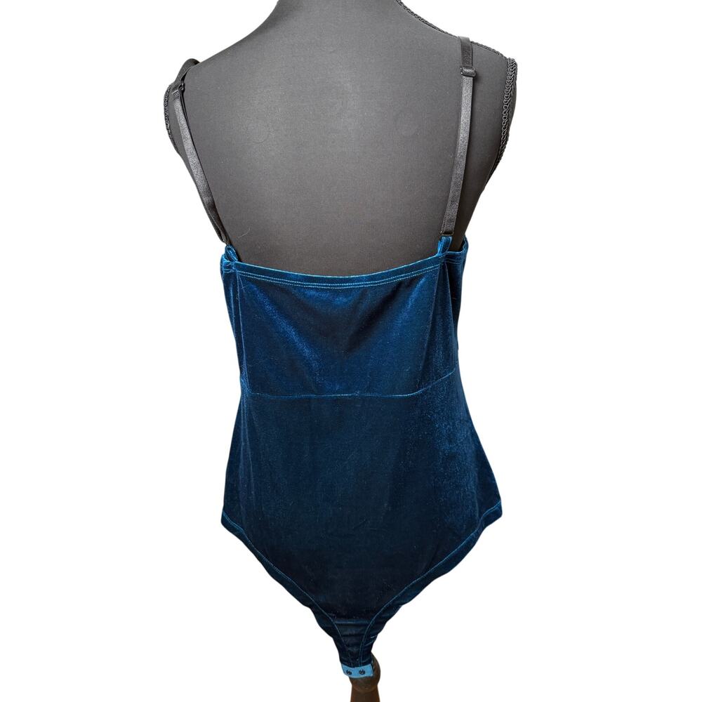 Cider Velvet Corset Bodysuit Jewel Tone Teal Blue XL Clasp Front Regency Lux - Picture 6 of 9